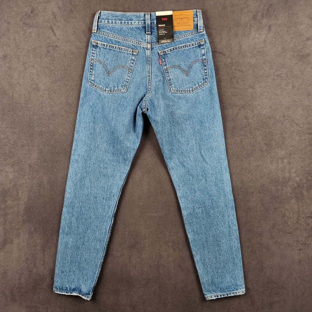 Levis Wedgie Jeans Womens 24 Blue Distressed High Rise Button Fly 22861-0107 NEW - Picture 2 of 13